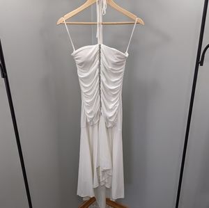 Juniors Semi Formal Hi Low White Dress w/ Crystals